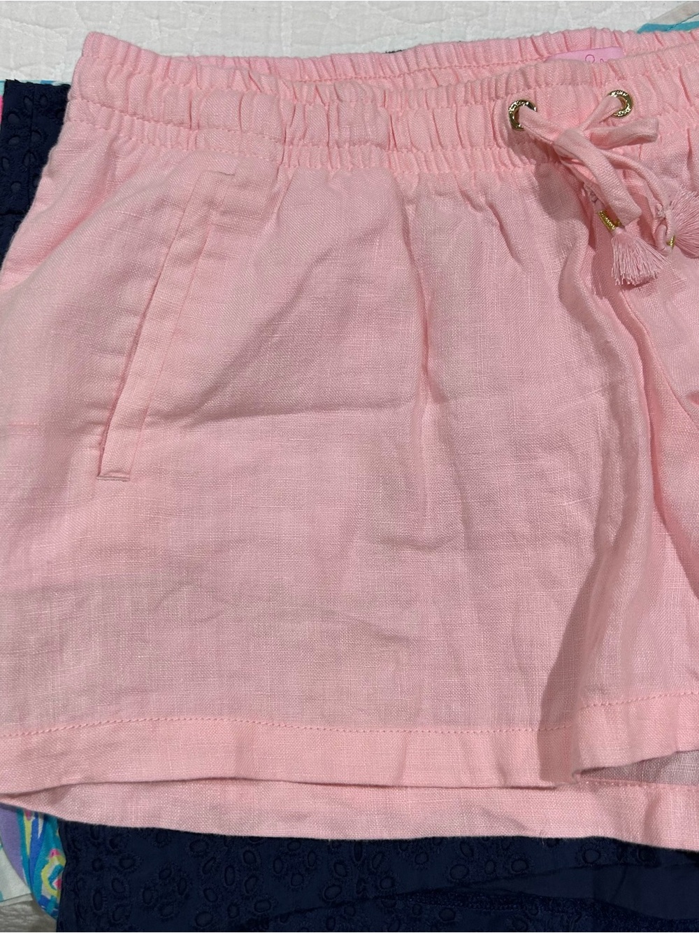 Lilly Pulitzer Pink Drawstring Linen Shorts for Women - Picture 1 of 2